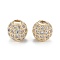 Brass Micro Pave Clear Cubic Zirconia Beads, Long-Lasting Plated, Round, Real 14K Gold Plated, 8mm, Hole: 1.5mm