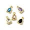 Alloy Pendants, with Rhinestone, Lead Free & Cadmium Free & Nickel Free, Rack Plating, Teardrop, Mixed Color, Golden, 13.5x8.5x3.5mm, Hole: 1.2mm