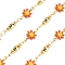 Brass Flower Link Chains, with Enamel, Cadmium Free & Nickel Free & Lead Free, Real 18K Gold Plated, Soldered, with Spool, Coral, 12.5x7.5x2mm