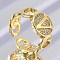 Brass Micro Pave Clear Cubic Zirconia Open Cuff Rings for Women, Letter, Rack Plating, Long-Lasting Plated, Cadmium Free & Lead Free, Real 18K Gold Plated, Letter V, 11.5mm