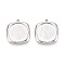 304 Stainless Steel Pendant Cabochon Settings, Square, Stainless Steel Color, Tray: 16mm, 21.5x19x2mm, Hole: 1.6mm