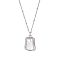 304 Stainless Steel Pave Imitation Pearl Irregular Rectangle Pendant Necklaces for Women, White, Silver, 16.14 inch(41cm)
