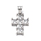 304 Stainless Steel Pendants, with Clear Cubic Zirconia, Cross Charms, Stainless Steel Color, 22.5x15x4mm, Hole: 5.2x4.2mm