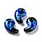 Luminous Handmade Silver Foil Lampwork Beads, Magatama Shape, Dark Blue, 31x20x11mm, Hole: 3mm