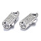 304 Stainless Steel Box Clasps, with Crystal Rhinestone, Oval, Stainless Steel Color, 20x11x4mm, Hole: 2x3.5mm