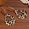 Alloy Stud Earrings, Teardrop with Leopard Print, Golden, Linen, 80x39mm