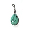 Synthetic Turquoise Pendant Decorations, with Brass Lobster Claw Clasps and Iron Findings, Teardrop, 46~48.5mm