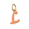 Ion Plating(IP) 304 Stainless Steel Enamel Alphabet Charms, with Jump Ring, Real 14K Gold Plated, Letter L, 11x8x1mm, Hole: 5mm