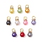 Imitation Pearl Acrylic Charms, Round, with Iron Loops and Brass Rhinestone Beads, Golden, 14.5x8mm, Hole: 3.5mm
