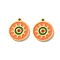 Ion Plating(IP) 304 Stainless Steel Charms, with Enamel, Flat Round with Sun Charm, Real 18K Gold Plated, 13.5x11.5x1.5mm, Hole: 1mm