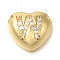 Rack Plating Brass Micro Pave Cubic Zirconia Pendants, Cadmium Free & Lead Free, Heart with Letter A~Z Charms, Real 18K Gold Plated, Letter W, 14.5x16x6mm, Hole: 3mm
