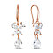 Brass Dangle Earrings, with Grade AAA Cubic Zirconia, Butterfly and Teardrop, Rose Gold, 37mm