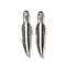 304 Stainless Steel Pendants, Feather Charm, Antique Silver, 28.5x6x2.5mm, Hole: 1.8mm