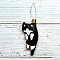 Cat Shaped Alloy Enamel Needle Threaders, Thread Guide Tools, with Iron Wire, Black, 55x17.5x4mm