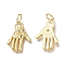 Brass Micro Pave Clear Cubic Zirconia Pendants, with Jump Rings, Long-Lasting Plated, Hand, Real 18K Gold Plated, 22x15x2.8mm, Jump Ring: 6x0.7mm, Hole: 4.3mm
