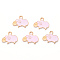 Alloy Enamel Pendants, Cadmium Free & Lead Free, Light Gold, Sheep, Pink, 19x15x1mm, Hole: 2mm