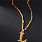 Brass Initial Pendant Necklaces, Golden, Letter L, 17.72 inch(45cm)