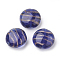 Handmade Gold Sand Lampwork Beads, Flat Round, Midnight Blue, 19~20x20~20.5x10~11mm, Hole: 1~1.5mm