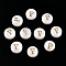 Natural Freshwater Shell Beads, with Golden Plated Brass Etched Metal Embellishments, Flat Round with Letter, Letter P, 7.5~8x4~5mm, Hole: 0.8mm