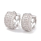 Rack Plating Brass Cubic Zirconia Earrings, Cadmium Free & Lead Free, Long-Lasting Plated, Chunky CZ Shape, Hoop Earrings, Platinum, 14x8.5mm