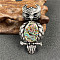 Antique Silver Owl Brooch Pins, with Natural Paua Shell, 60x29mm
