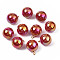Electroplate Acrylic Pendants, Cadmium Free & Lead Free, with Brass Findings, Round, FireBrick, 17x13mm, Hole: 1.6mm