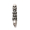 304 Stainless Steel Pendants, Skull Bullet Charm, Antique Silver, 45x8.5x9mm, Hole: 6.3x4mm