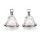 Natural Cultured Freshwater Pearl Charms, Brass Micro Pave Clear Cubic Zirconia Charms, Christmat Bell, Real Platinum Plated, 14x14x7~7.5mm, Hole: 5x2.8mm