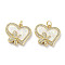 Brass Micro Pave Clear Cubic Zirconia Pendants, Cadmium Free & Lead Free, with Synthetic Opal and Jump Rings, Real 18K Gold Plated, Heart with Butterfly Charms, White, 17x19x3mm, Hole: 3mm