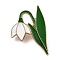 Snowdrop Flower Alloy Enamel Brooches, Brass Pin Jewelry for Women, Light Gold, 28x20x6mm