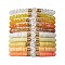 10Pcs Polymer Clay Disc & Glass & Brass Beaded Stretch Bracelets Set, Heart Stackable Bracelets, Yellow, Inner Diameter: 2-1/8 inch(5.4cm)