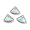 Electroplated Glass Pendants, Back Plated, Faceted, Fan-Shaped, Thistle, 12x15x5mm, Hole: 1.2mm