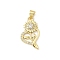 Brass Micro Pave Clear Cubic Zirconia Pendants, Flower, Lead Free & Cadmium Free, Long-Lasting Plated, Rack Plating, Real 18K Gold Plated, 23x13x13mm, Hole: 3x5mm