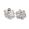 Brass Micro Pave Cubic Zirconia Bead Caps, Cadmium Free & Nickel Free & Lead Free, 6-Petal Flower, Platinum, 9.5x3mm, Hole: 1.5mm