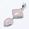 Natural Rose Quartz Big Pendants, with Brass Findings, Platinum, Teardrop & Rhombus, 53x25x7mm, Hole: 6x9.5mm