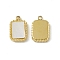 PVD Vacuum Plating 201 Stainless Steel Pendants, Rectangle Charms, with Shell, Real 18K Gold Plated, 11x7x1.5mm, Hole: 1.2mm
