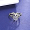 Non-Tarnish 304 Stainless Steel Open Cuff Rings, Hollow Owl, Stainless Steel Color, Inner Diameter: 19mm