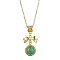 304 Stainless Steel Necklaces,  Natural & Synthetic Gemstone and Alloy Charms, 17.83 inch(45.3cm)