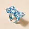 Resin Open Cuff Rings for Women, Bowknot, Light Sky Blue, Inner Diameter: 18mm