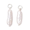 3Pcs 3 Colors Natural Keshi Pearl Pendants, Nuggets Charms with 304 Stainless Steel Jump Rings, Creamy White, Silver, 20~23x5.5~6x3.5~4.5mm, Hole: 3.5mm