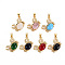 Brass Micro Pave Cubic Zirconia Pendants, with Glass, Cadmium Free & Nickel Free & Lead Free, Real 16K Gold Plated, Crab, Mixed Color, 17x22x7.5mm, Hole: 3x5mm