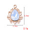 Alloy Pendants, with Rhinestone, Cadmium Free & Lead Free, Light Gold, Teardrop, White, 25x19x5mm, Hole: 1.6mm