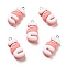 Opaque Resin Pendants, I Love You Macaron Charm, Imitation Food, with Platinum Tone Iron Loops, White, 31x14x10mm, Hole: 2x2.1mm