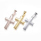 304 Stainless Steel Pendants, Cross, Mixed Color, 24x14.5x2mm, Hole: 7x3.5mm