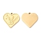 Ion Plating(IP) 316L Surgical Stainless Steel Pendants, Nickel Free, Textured, Heart with Rabbit & Word Lucky Charms, Real 18K Gold Plated, 14x15x1mm, Hole: 1.4mm