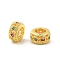 Brass Micro Pave Cubic Zirconia European Beads, Flat Round, Large Hole Beads, Rack Plating, Cadmium Free & Lead Free, Long-Lasting Plated, Golden, 6x3mm, Hole: 3mm