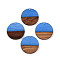 Opaque Resin & Walnut Wood Pendants, with Glitter Powder, Flat Round, Cornflower Blue, 28x3mm, Hole: 2mm