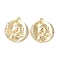 Brass Micro Pave Clear Cubic Zirconia Pendants, Cadmium Free & Nickel Free & Lead Free, Flat Round with Unicorn Pattern, Real 18K Gold Plated, 18x16.5x2.5mm, Hole: 1.4mm