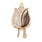 Brass Micro Pave Clear Cubic Zirconia Shell Box Clasps, Cadmium Free & Nickel Free & Lead Free, Flower, Black, Real 18K Gold Plated, 19.8mm, Hole: 1mm