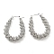Non-Tarnish 304 Stainless Steel Teardrop Hoop Earrings, Wire Wrap Jewelry, Stainless Steel Color, 33.5x6.5mm